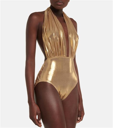 Norma Kamali Mio Metallic Swimsuit Editorialist