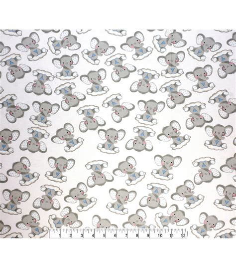 Nursery Flannel Fabric Sleepy Elephants On Clouds Joann