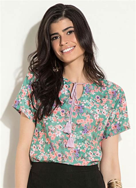 Quintess Blusa Quintess Floral Verde Barbicacho