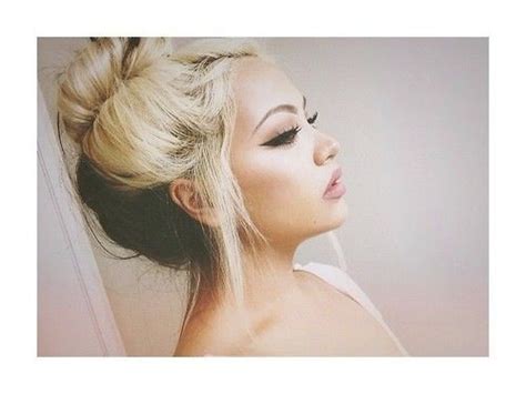 Blonde And Black Messy Bun Hair Styles Hair Cuts Hair Color