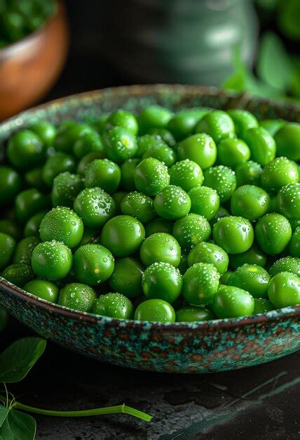 Premium Photo Green Peas In Bowl On Dark Background