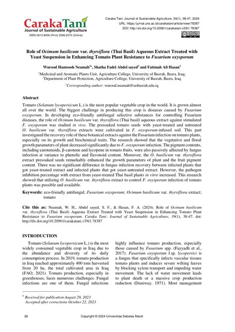 PDF Role Of Ocimum Basilicum Var Thyrsiflora Thai Basil Aqueous