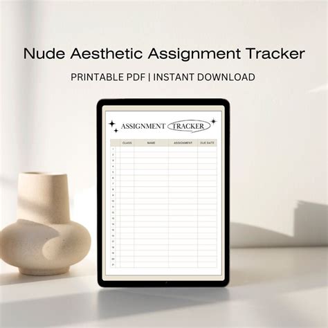 Nude Aesthetic Assignment Tracker Easily Printable PDF File Etsy