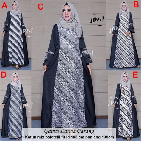 Gamis Hitam Kombinasi Batik Jilbab Gucci