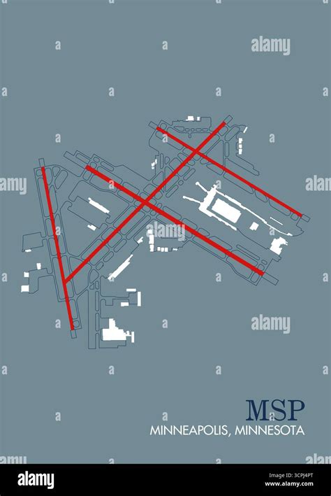 The image shows a stylized map of MSP airport in Minneapolis, Minnesota ...