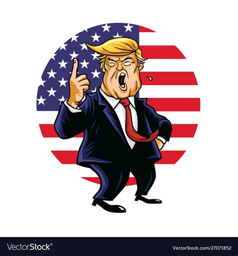 Donald Trump Shouting Cartoon American Flag Vector Image