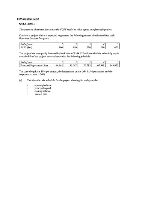 Ecv Problem Set Sdf Fnce Ecv Problem Set Studocu