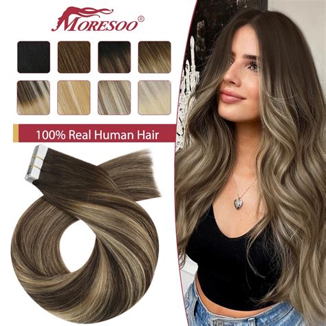 Moresoo Tape In Haarverlenging Balayage Ombre Machine Remy Real Human