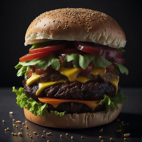 Premium Ai Image A Hamburger With Lettuce Tomato And Lettuce On It