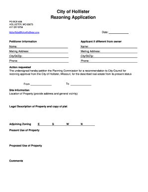 Fillable Online City Of Hollister Rezoning Application Fax Email Print