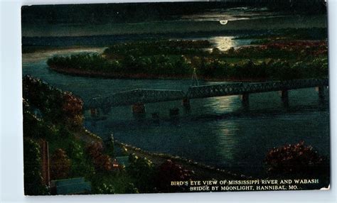 Birds Eye View Of Mississippi River And Wabash Bridge Hannibal Missouri