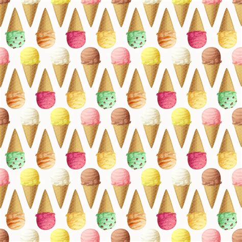 Premium Vector Ice Cream Scoops And Cones Seamless Pattern