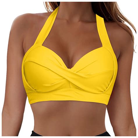 Niewtr Women S Twist Front Bikini Top V Neck Push Up Padded Swimsuit Top Full Coverage Bathing