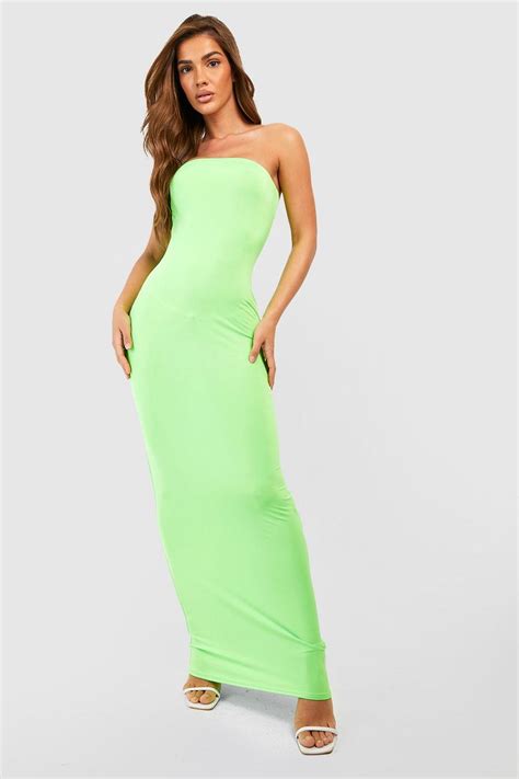 Premium Heavy Slinky Bandeau Maxi Dress Boohoo Uk