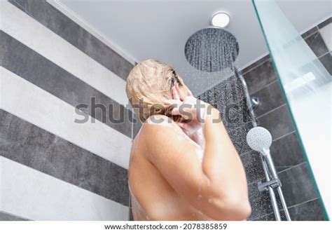 Nude Woman Washing Her Hair Shampoo Stock Photo Shutterstock
