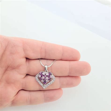 Purple Heart Necklace Made With Swarovski Crystal Pendant Chain Jewelry Ebay