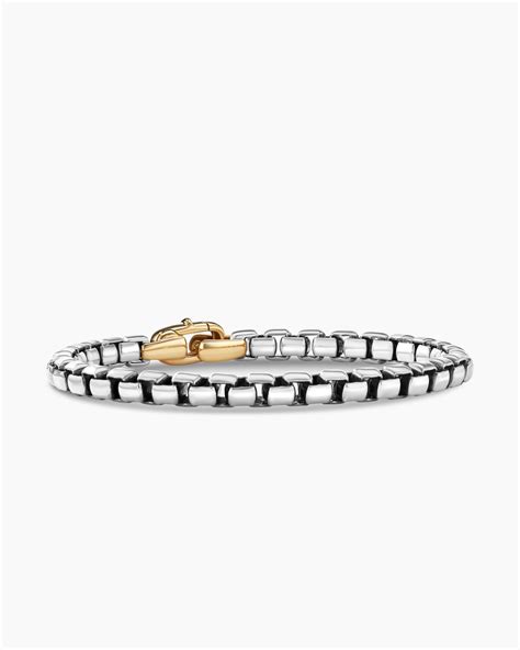 David Yurman Box Chain Bracelet In Sterling Silver With 14k Yellow Gold