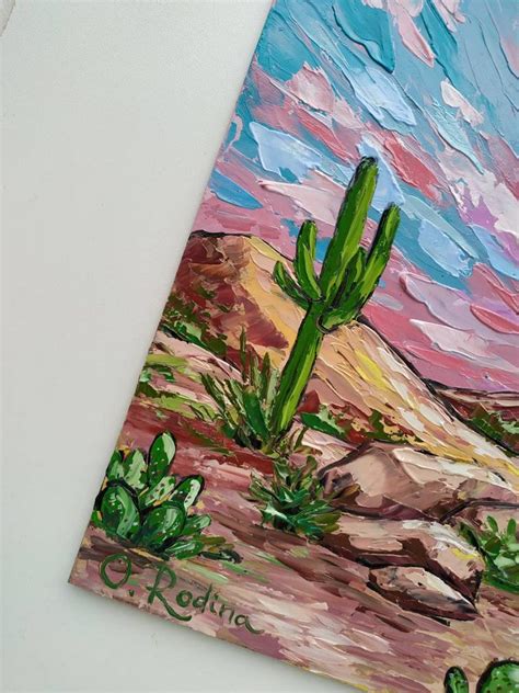 Cactus Desert painting Arizona sunset oil painting Saguaro | Etsy