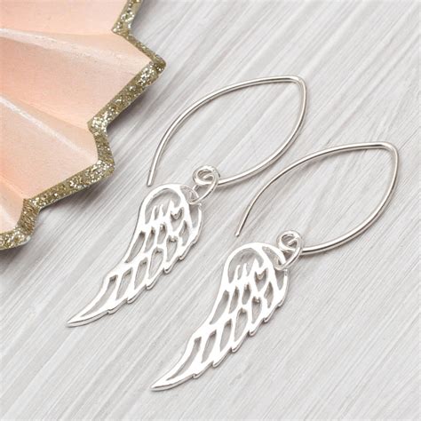 Sterling Silver Angel Wing Earrings By Hurleyburley