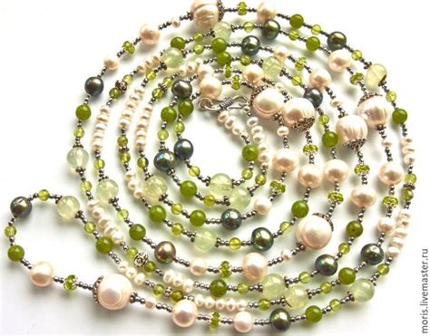 Жемчужный сотуар с зелёными камнями "Жазминн" серебро в интернет ...