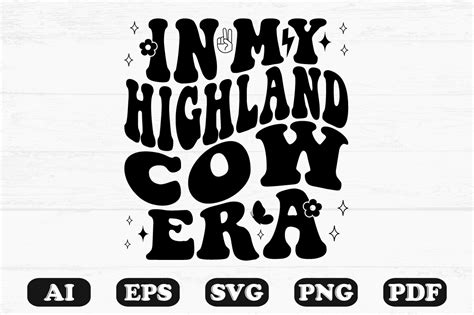 In My Highland Cow Era Retro Wavy Svg Graphic By Hosneara 4767