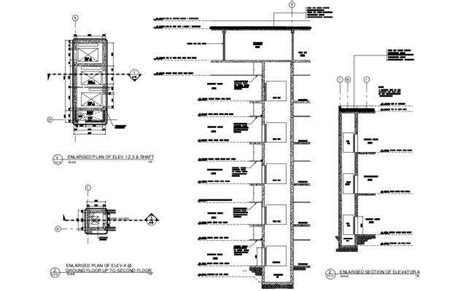 Architectural Passenger elevator Section Drawing - Cadbull