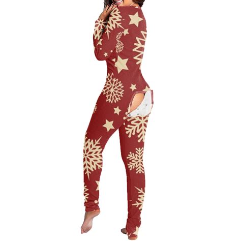 Tmoyzq Womens Plus Size Sexy Jumpsuit Sleepwear Long Sleeve Onesies Pajamas V Neck Buttons