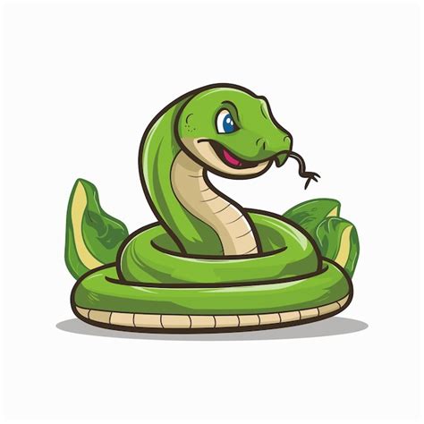 Premium Vector Cartoon Green Snake On White Background