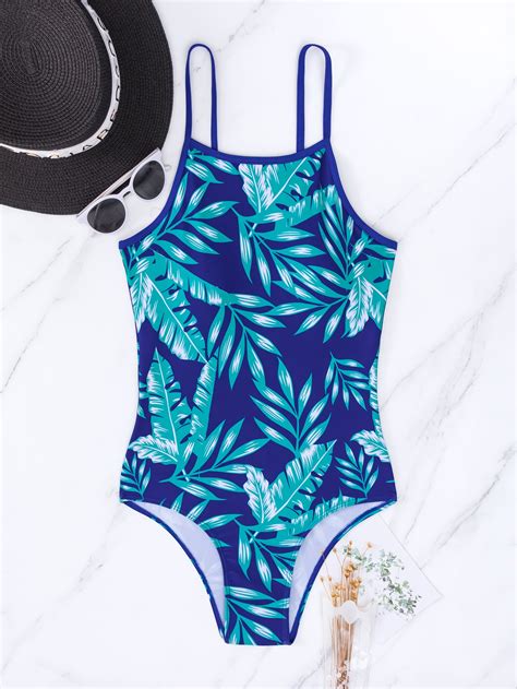 Shein Swim Vcay Tropical Print One Piece Swimsuit Shein Usa