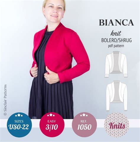 Bolero Shrug Sewing Pattern Pdf Pdf Sewing Patterns For Women Etsy