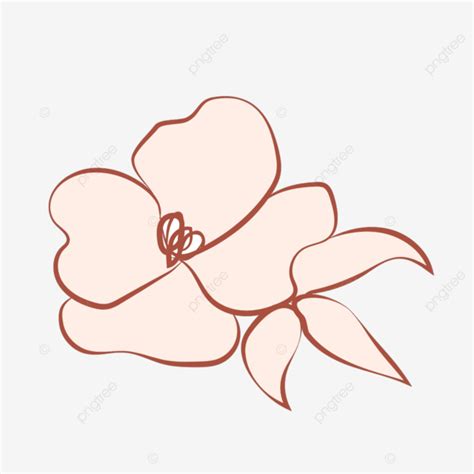 Ilustración Marrón Beige Nude Flor PNG Hembra Contorno Hoja PNG y Vector para Descargar