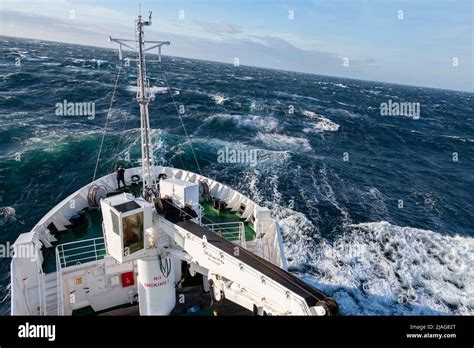 Rough sea in the Denmark Strait (or Greenland Strait) in the North ...