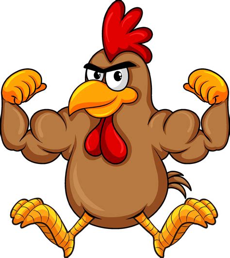 Muscular rooster cartoon character 10519433 Vector Art at Vecteezy