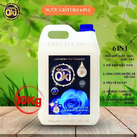 [CAN 10KG (XANH) GIẶT TAY+ GIẶT MÁY] Nước Giặt Xả Oki 6in1 Chính Hãng ...