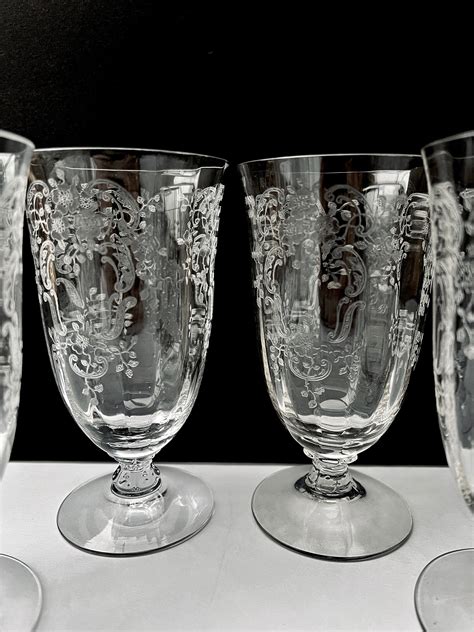 1940 S Fostoria Etched Crystal Cocktail Glasses Set Of 6 Meadow Rose Stemware Weddings