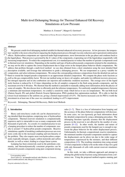 Pdf Multi Level Delumping Strategy For Thermal Enhanced Oil Recovery