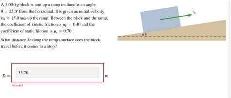 Solved A 5.00-kg block is sent up a ramp inclined at angle | Chegg.com 
