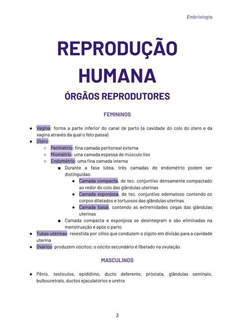 SOLUTION: Embriologia: reprodução humana - Studypool