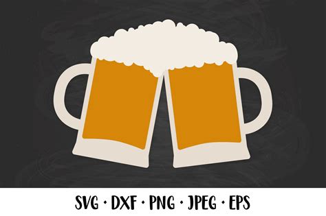 Beer Svg Two Clinking Beer Mugs With Foam By Labelezoka Thehungryjpeg