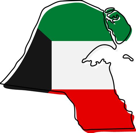 Stylized Outline Map Of Kuwait With National Flag Icon Flag Color Map