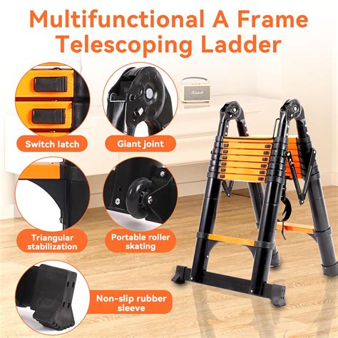 Feete A Frame Telescoping Ladder Ft Aluminum Lightweight Extension