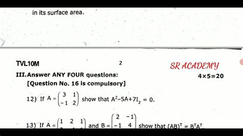 Th Maths Second Midterm Test Question Paper And Answers