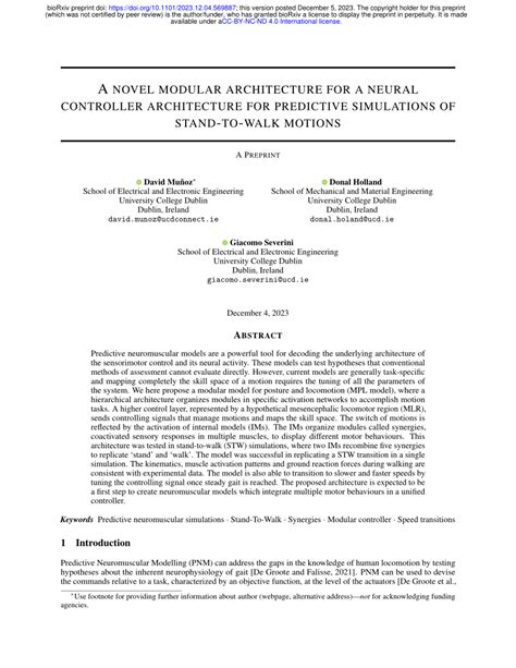 PDF A Novel Modular Architecture For A Neural Controller Architecture