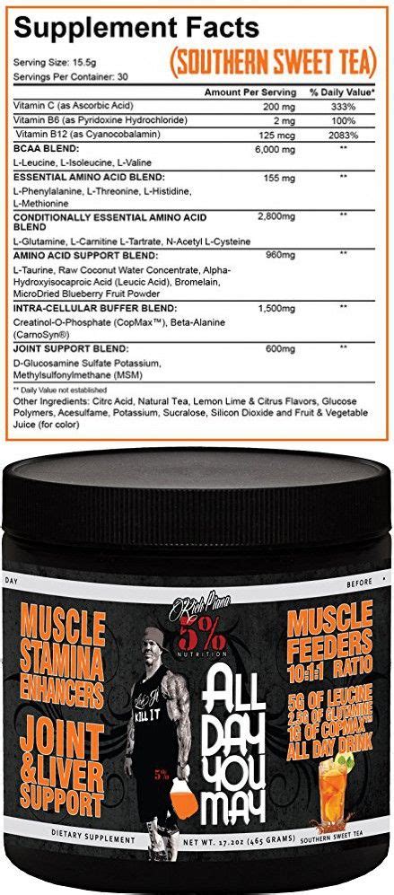 Rich Piana 5 Nutrition All Day You May Bcaa And Joint Recovery Drink