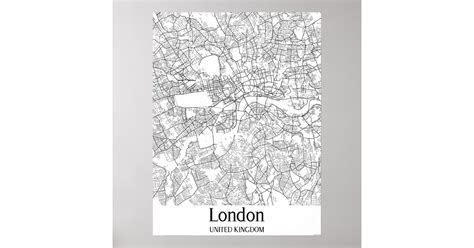 London United Kingdom Black & White City Map Poster | Zazzle