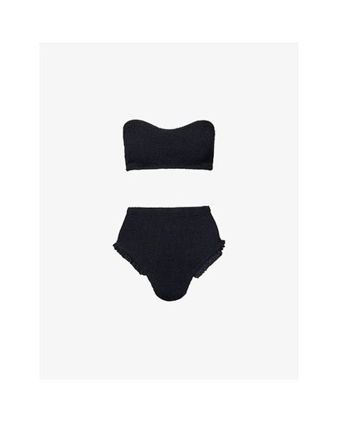 Hunza G Osiris Frilled Trim Bikini Set In Black Lyst