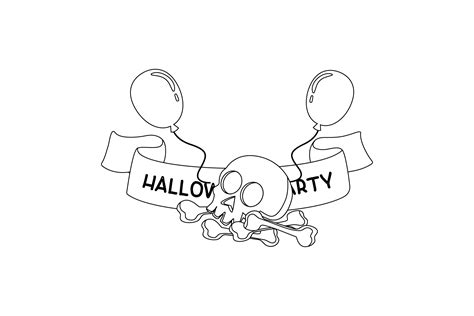 Halloween Banner Skull Outline Graphic by garnetastudio · Creative Fabrica