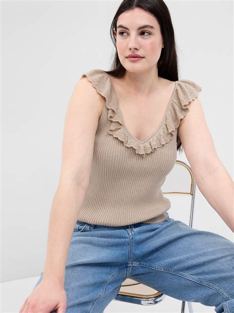 Ruffle Rib Sweater Tank Top Gap