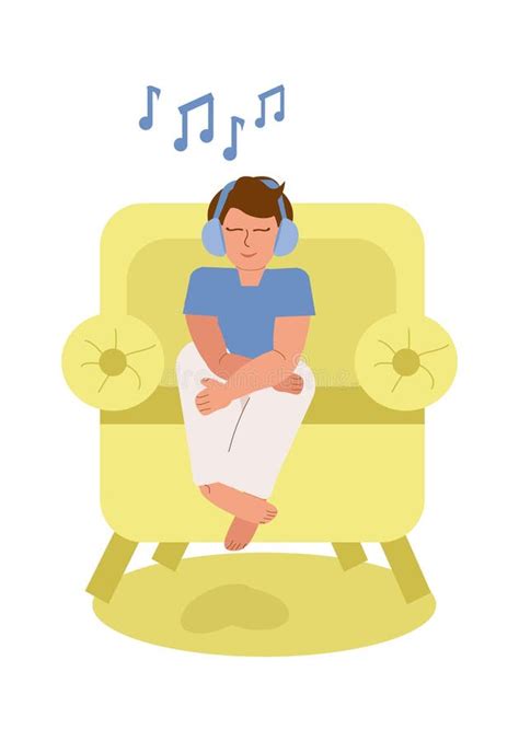 A Boy with Autism Smiles and Listens To Music Stock Vector ...