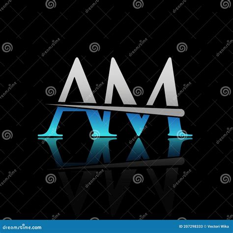 Initial Logotype Letter Am Company Name Colored Blue And Silver Swoosh